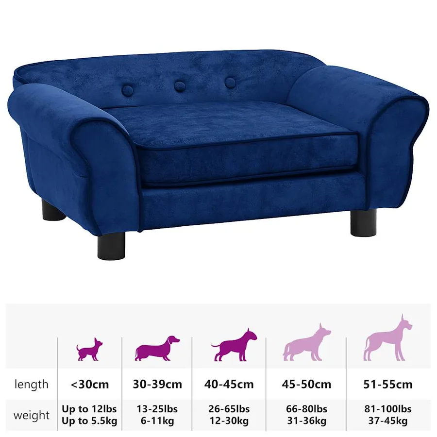 Canapé pour chien Bleu 72x45x30 cm Peluche - 14