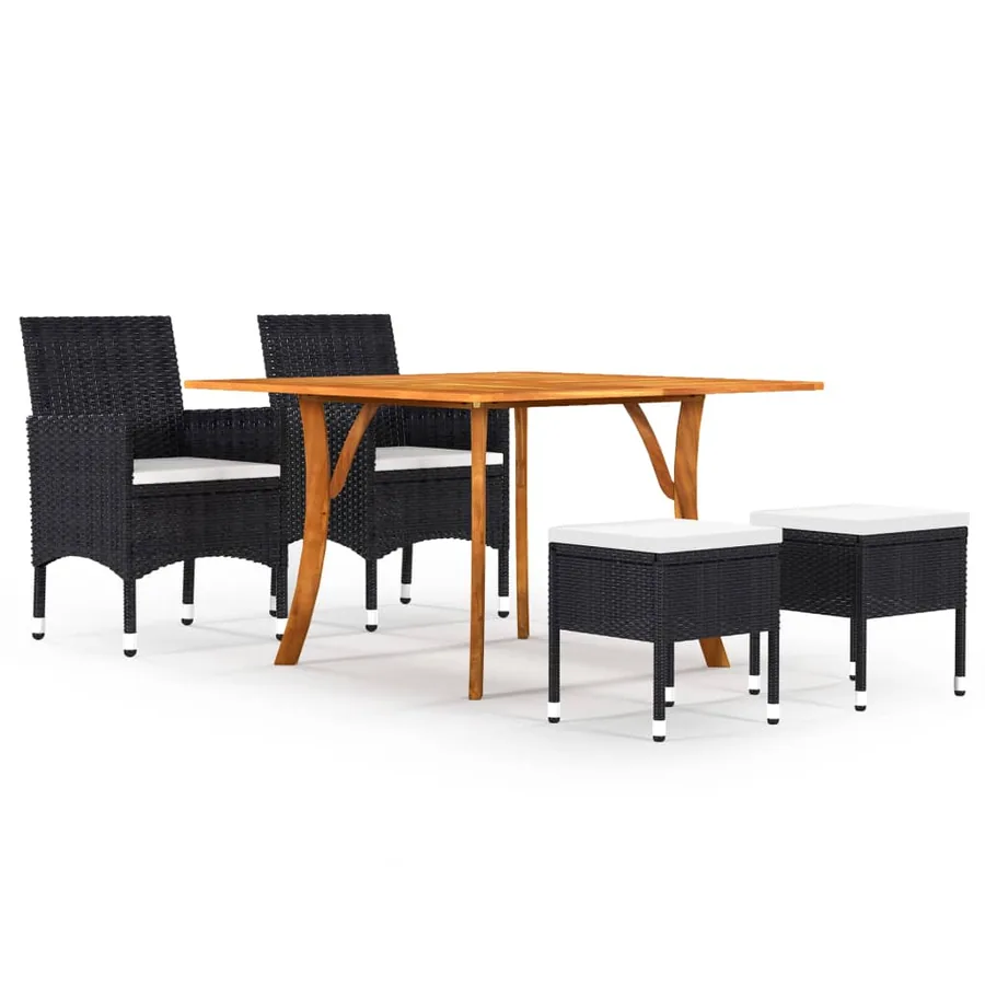 Ensemble à manger de jardin 5 pcs Noir