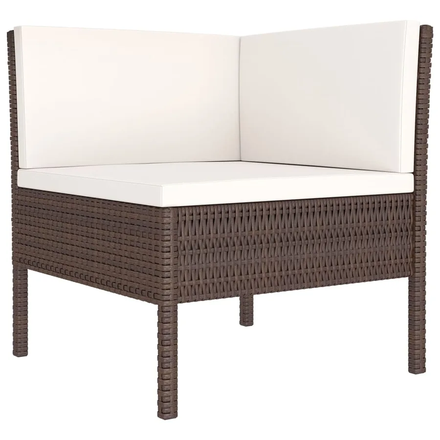 Salon de jardin 9 pcs avec coussins résine tressée marron - 5