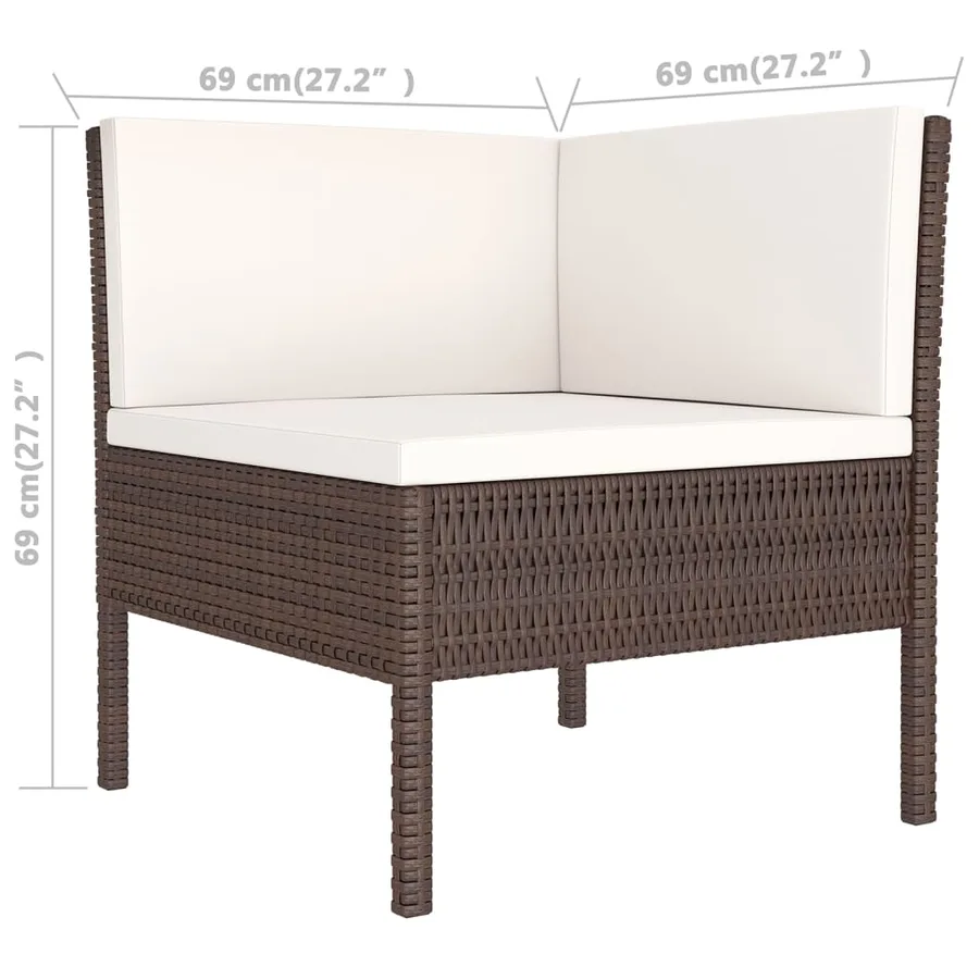 Salon de jardin 9 pcs avec coussins résine tressée marron - 6