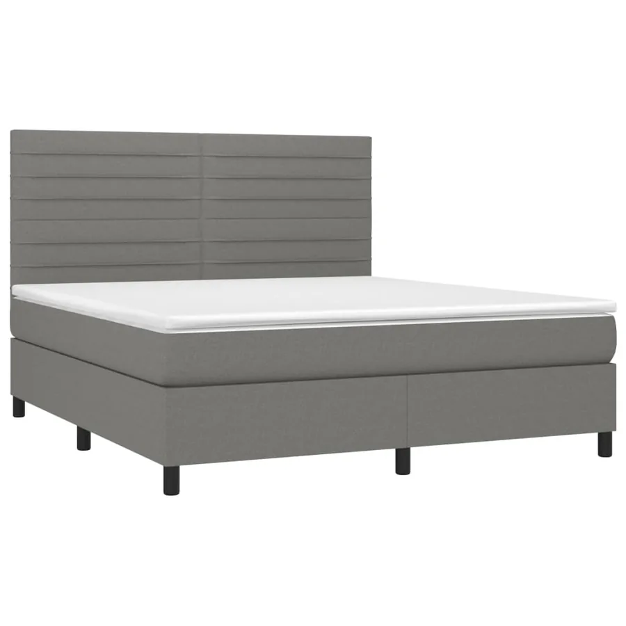 Sommier à lattes de lit avec matelas Gris foncé 180x200cm Tissu - 3