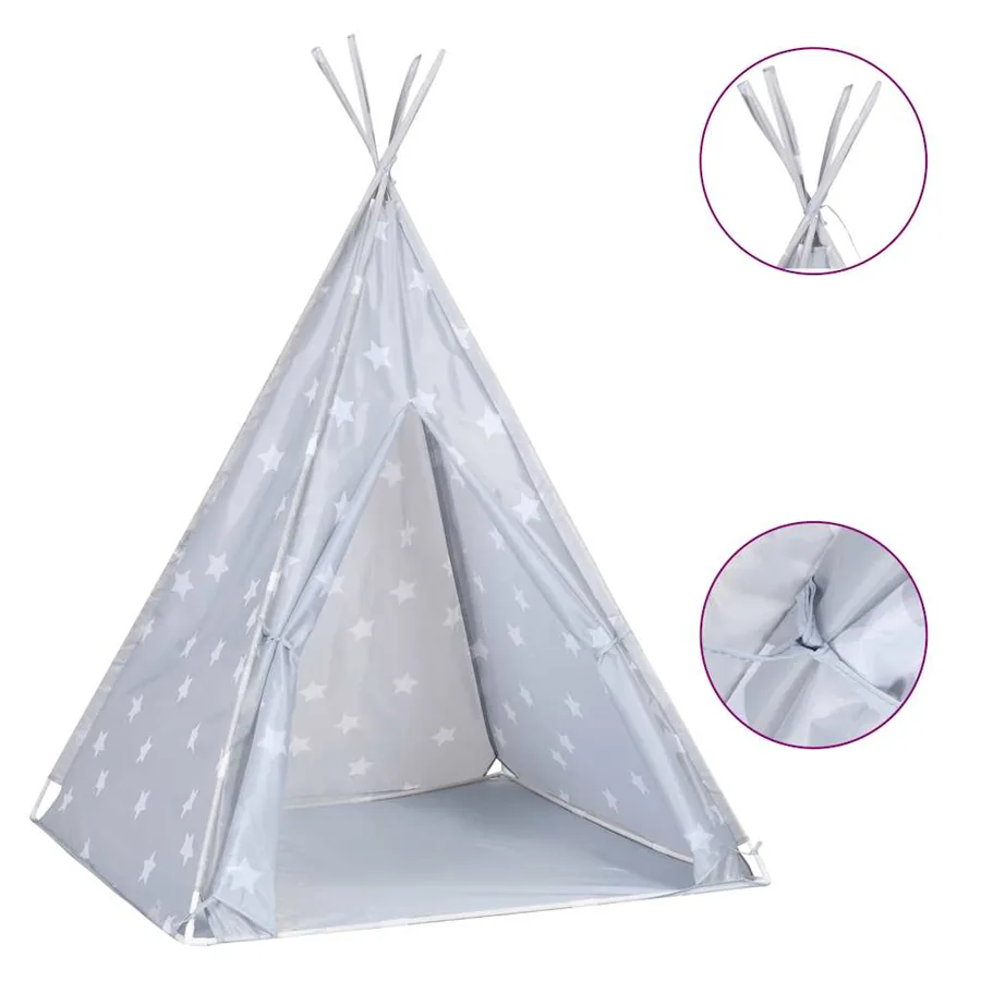 Tente tipi pour enfants avec sac Polyester Gris 115x115x160 cm - 2