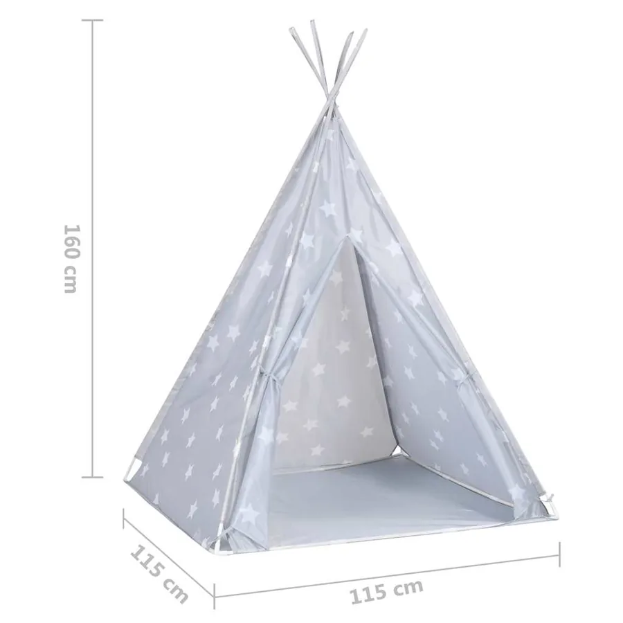 Tente tipi pour enfants avec sac Polyester Gris 115x115x160 cm - 8