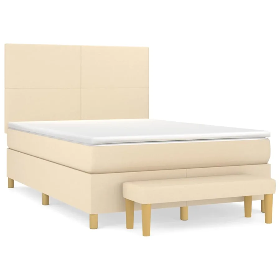 Sommier à lattes de lit avec matelas Crème 140x190 cm Tissu - 2