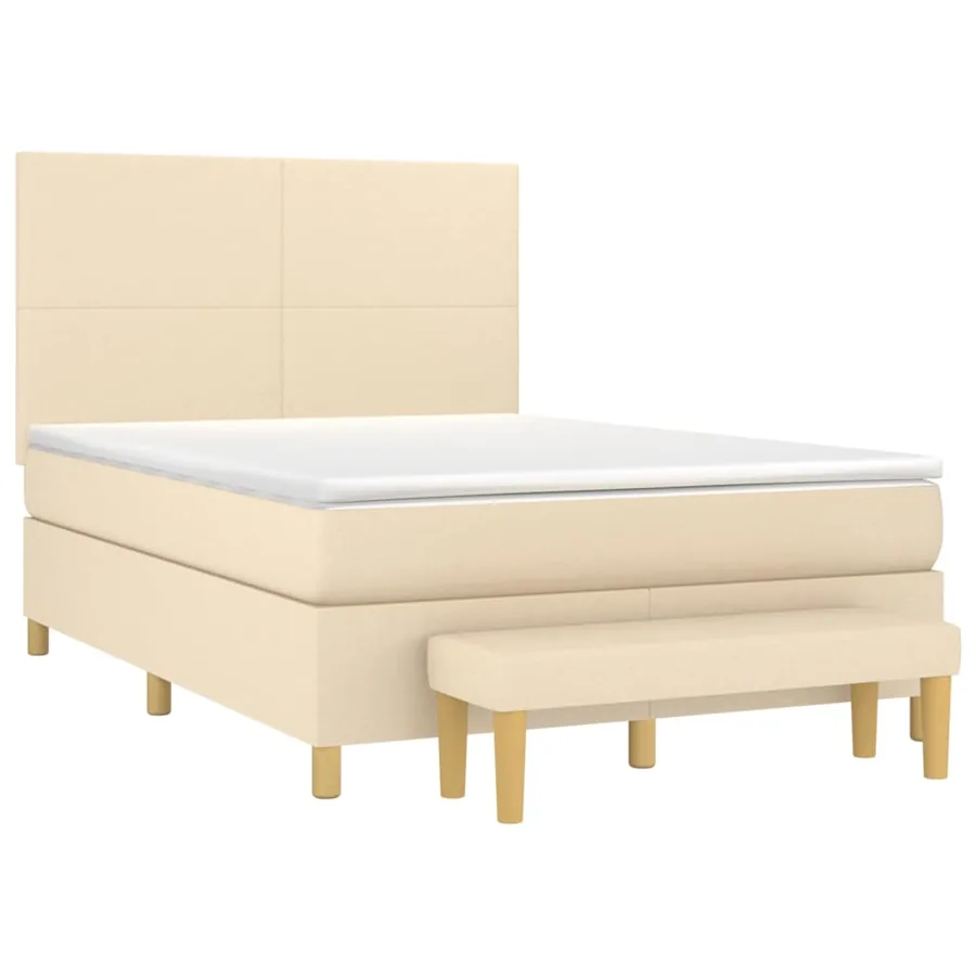 Sommier à lattes de lit avec matelas Crème 140x190 cm Tissu - 3
