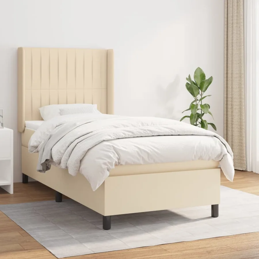 Sommier à lattes de lit avec matelas Crème 80x200 cm Tissu