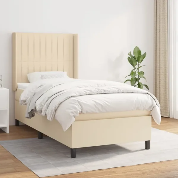Sommier à lattes de lit avec matelas Crème 80x200 cm Tissu