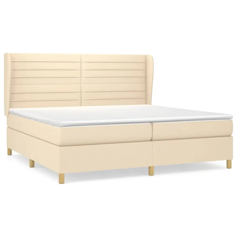 Sommier à lattes de lit avec matelas Crème 200x200 cm Tissu - 2