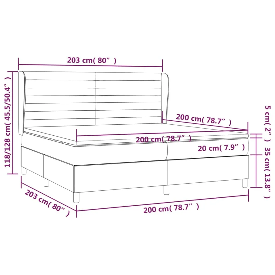 Sommier à lattes de lit avec matelas Crème 200x200 cm Tissu - 7