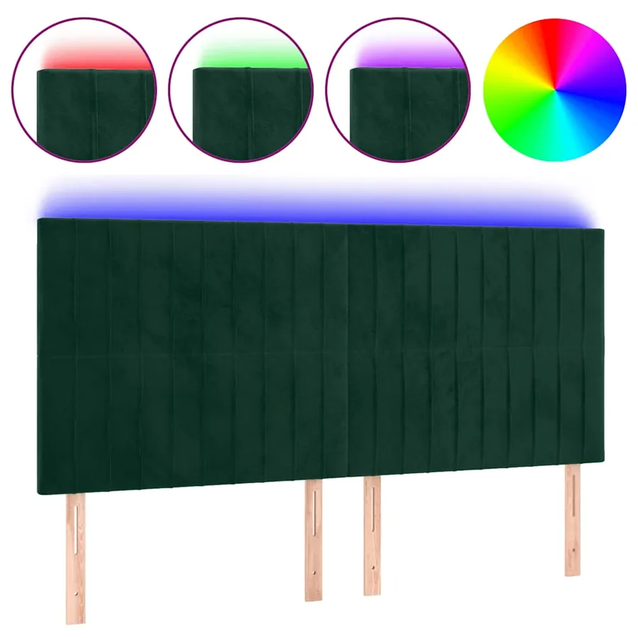 Tête de lit à LED Vert foncé 160x5x118/128 cm Velours - 2