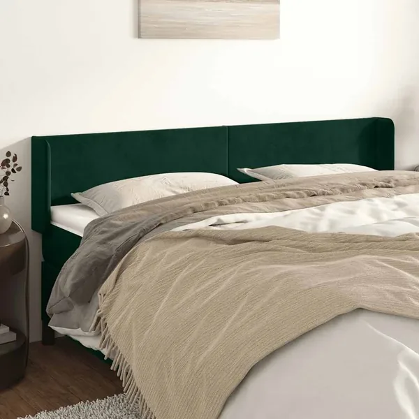 Tête de lit avec oreilles Vert foncé 183x16x78/88 cm Velours