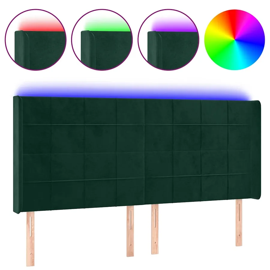 Tête de lit à LED Vert foncé 183x16x118/128 cm Velours - 2