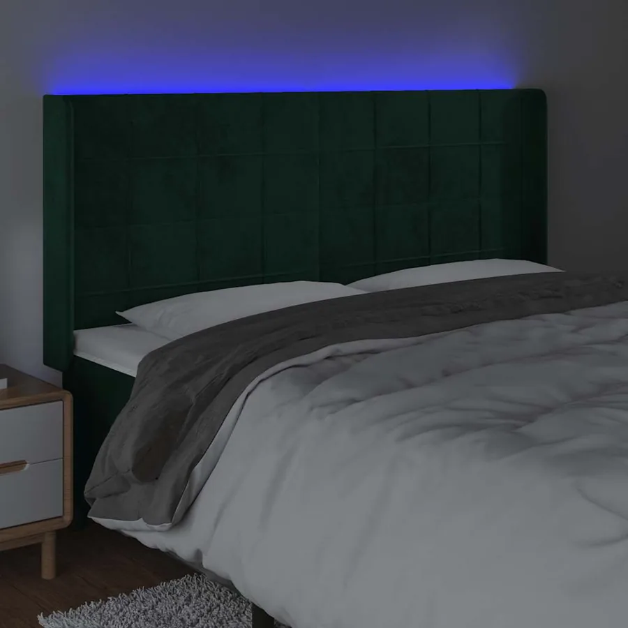 Tête de lit à LED Vert foncé 183x16x118/128 cm Velours - 4