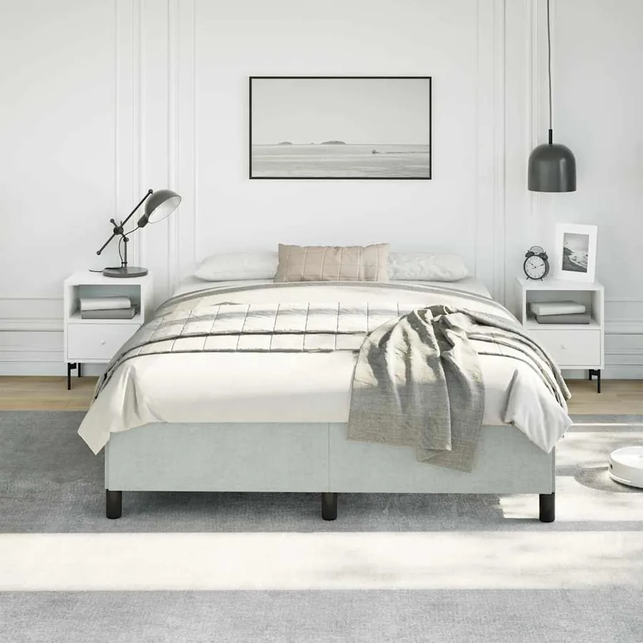 Cadre de lit sans matelas gris clair 152x203 cm velours - 3