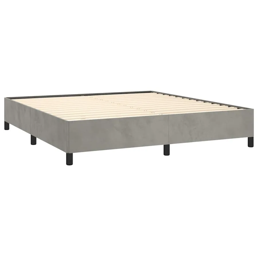 Cadre de lit sans matelas gris clair 152x203 cm velours - 5