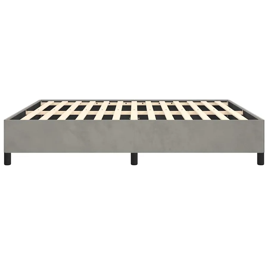 Cadre de lit sans matelas gris clair 152x203 cm velours - 7