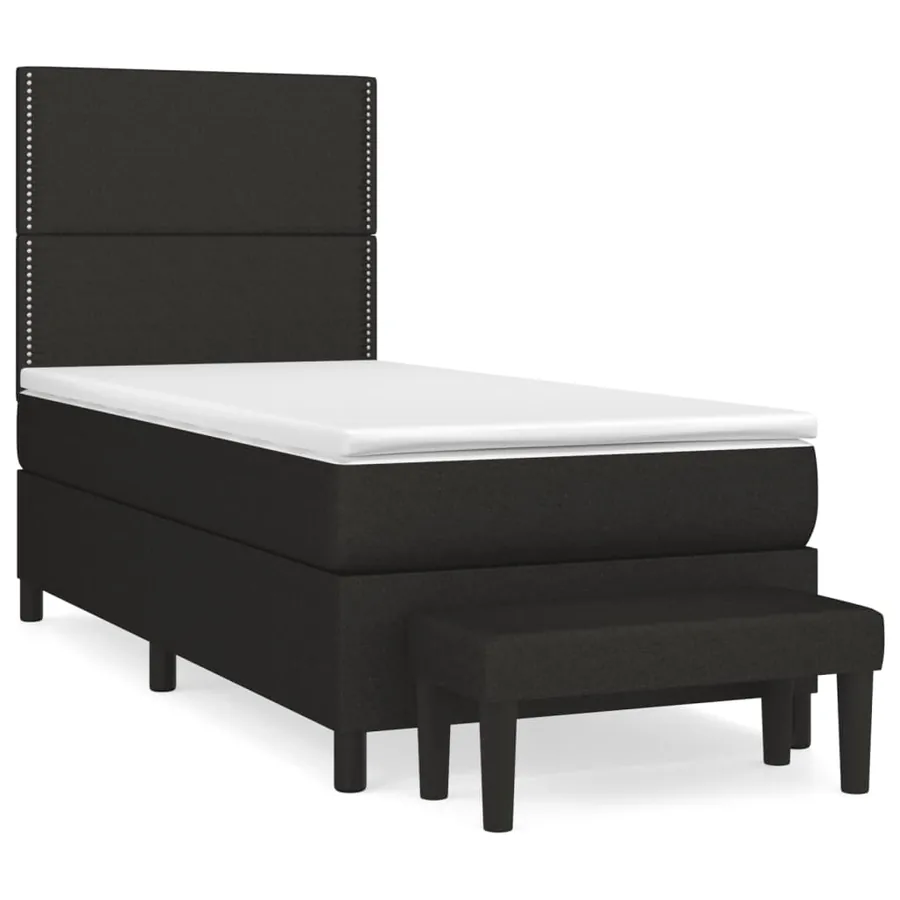 Sommier à lattes de lit avec matelas Noir 90x200 cm Tissu - 2