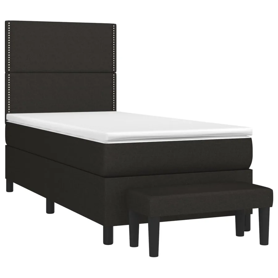 Sommier à lattes de lit avec matelas Noir 90x200 cm Tissu - 3