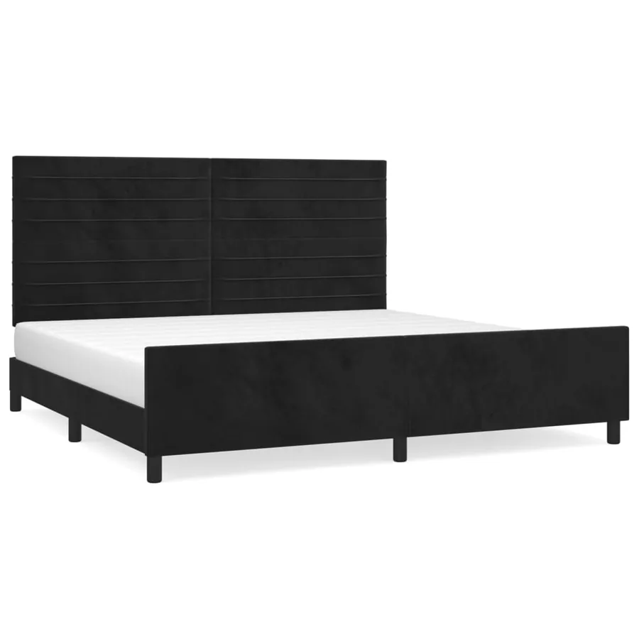 Cadre de lit sans matelas noir 200x200 cm velours - 2