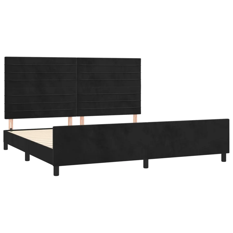 Cadre de lit sans matelas noir 200x200 cm velours - 4