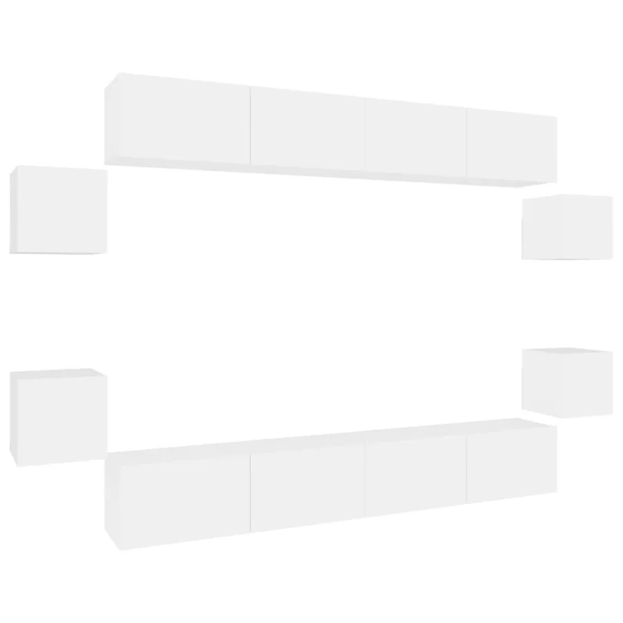 Ensemble de meubles TV 8 pcs Blanc Bois d'ingénierie - 2