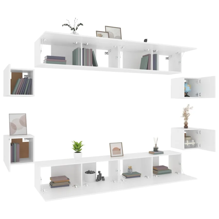 Ensemble de meubles TV 8 pcs Blanc Bois d'ingénierie - 9
