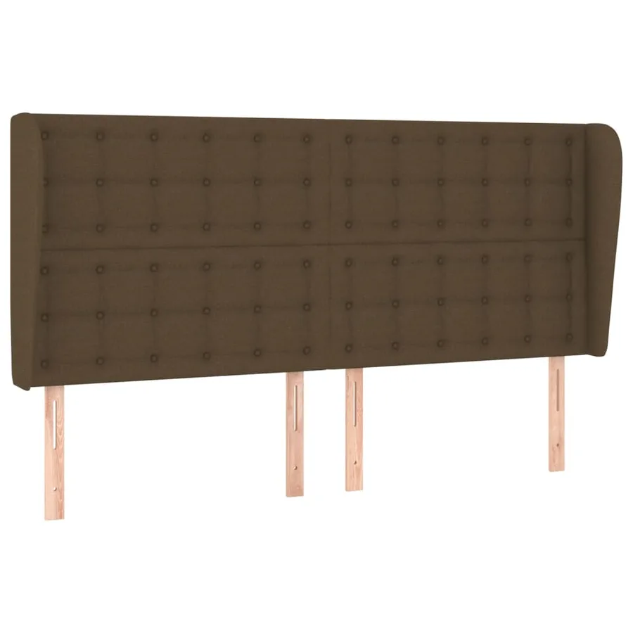 Tête de lit avec oreilles Marron foncé 163x23x118/128 cm Tissu - 2
