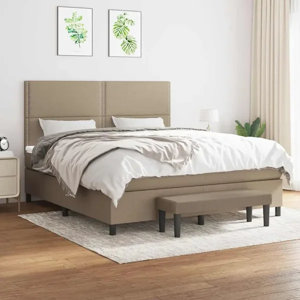 Sommier à lattes de lit avec matelas Taupe 180x200 cm Tissu