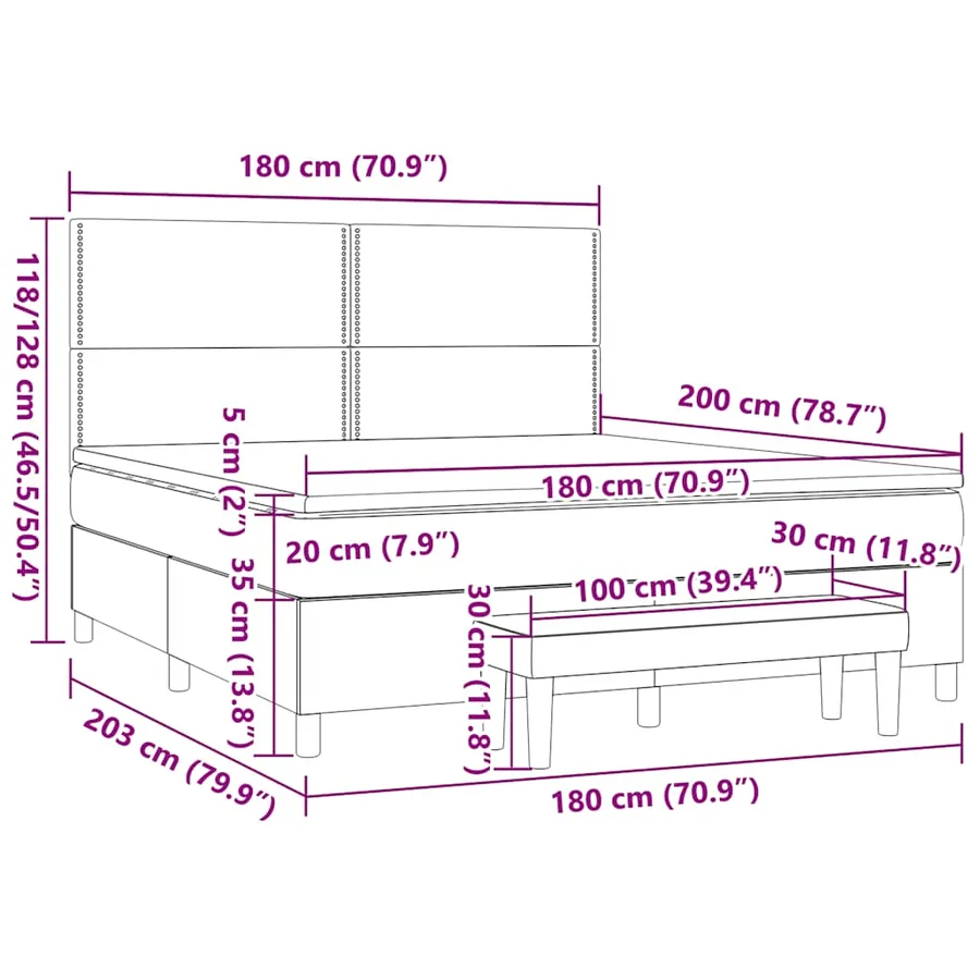 Sommier à lattes de lit avec matelas Taupe 180x200 cm Tissu - 11