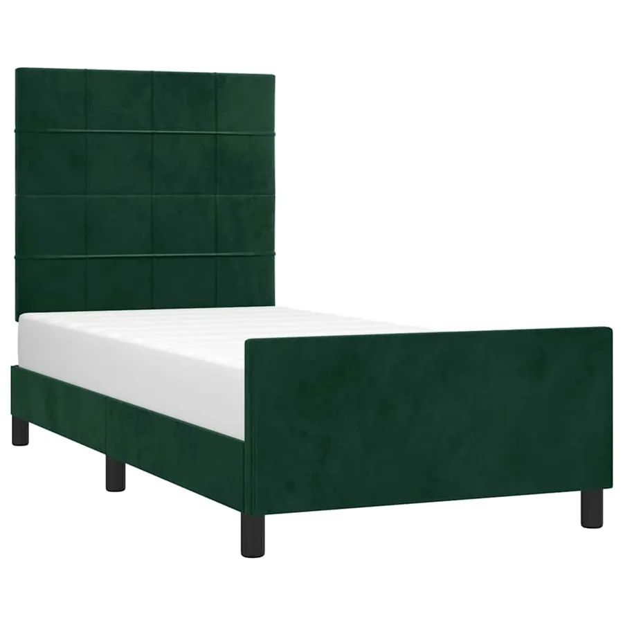 Cadre de lit sans matelas vert foncé 100x200 cm velours - 3