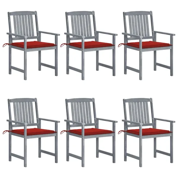 Chaises de jardin et coussins lot de 6 Bois acacia massif Gris