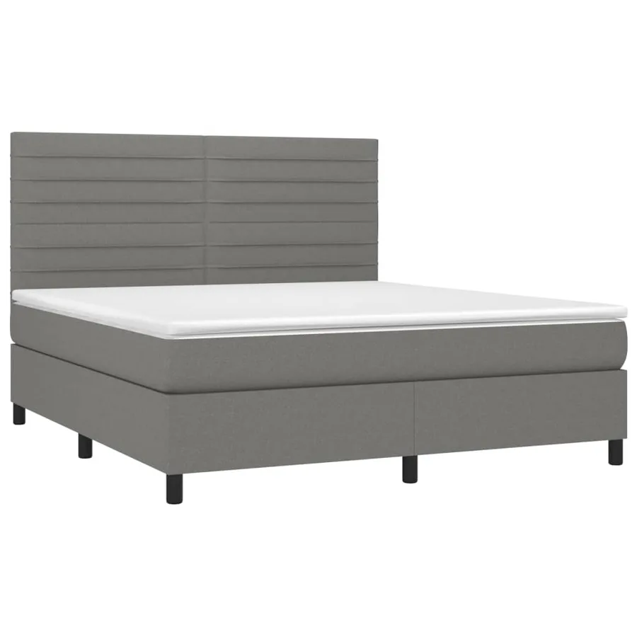 Sommier à lattes de lit et matelas et LED Gris foncé 160x200 cm - 3