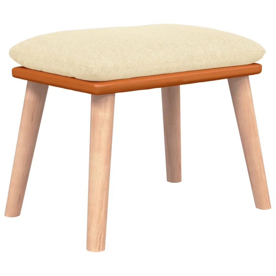 Chaise à bascule avec tabouret Blanc crème Tissu - 8