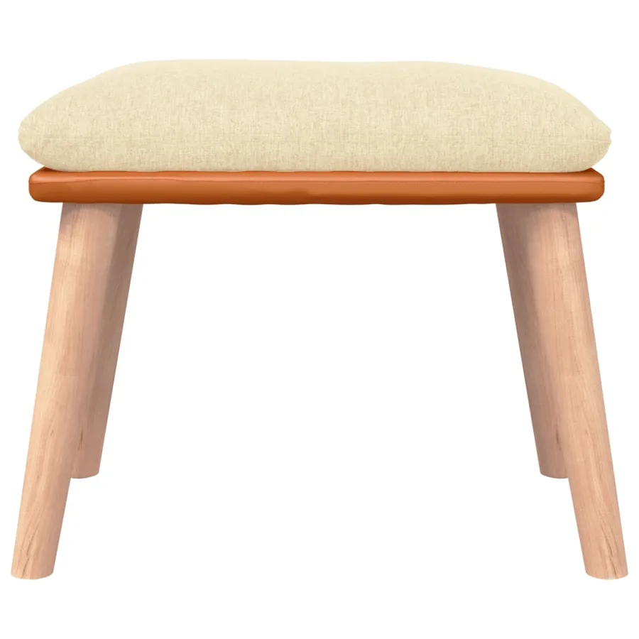 Chaise à bascule avec tabouret Blanc crème Tissu - 9