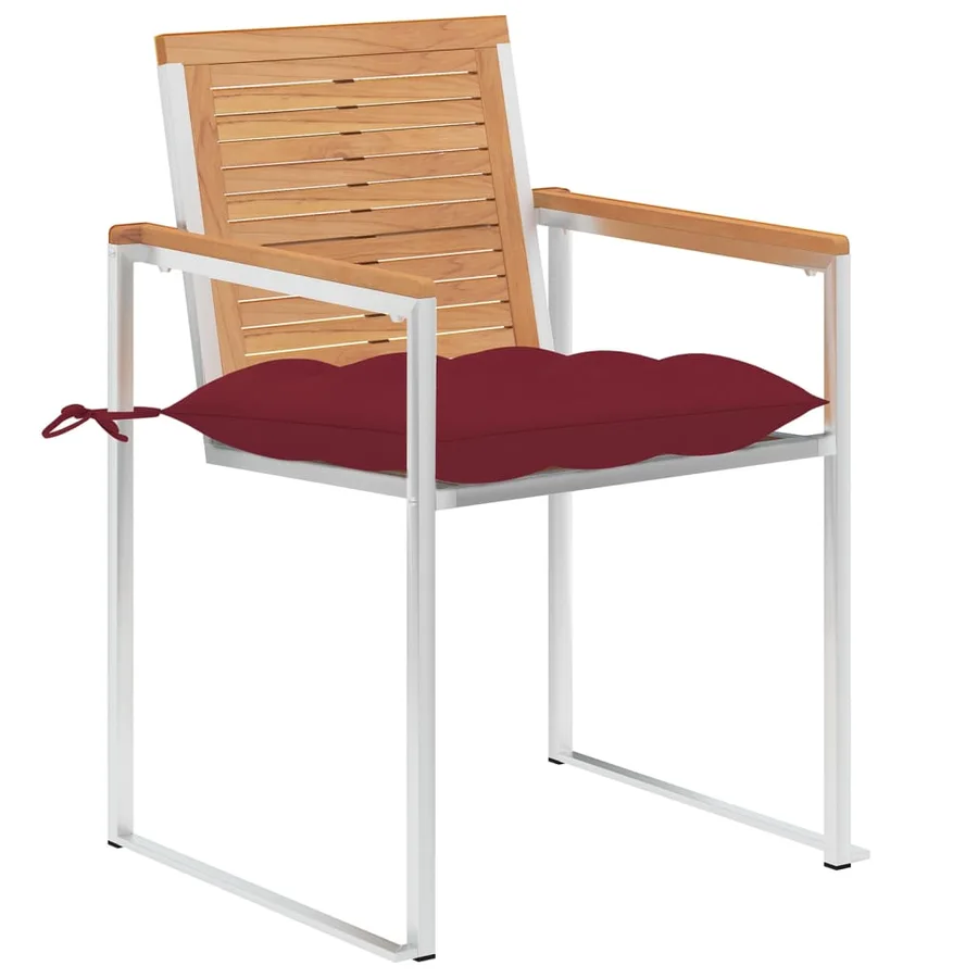 Chaises de jardin lot de 8 avec coussins Bois de teck massif - 2
