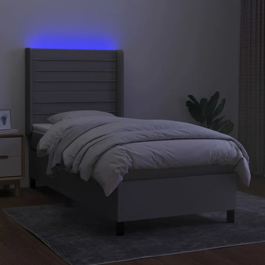 Sommier à lattes de lit matelas LED Gris clair 90x200cm Tissu - 3