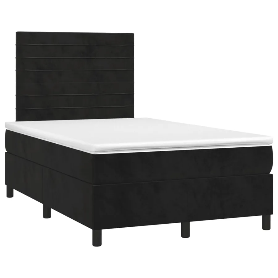 Sommier à lattes de lit avec matelas LED Noir 120x200cm Velours - 3