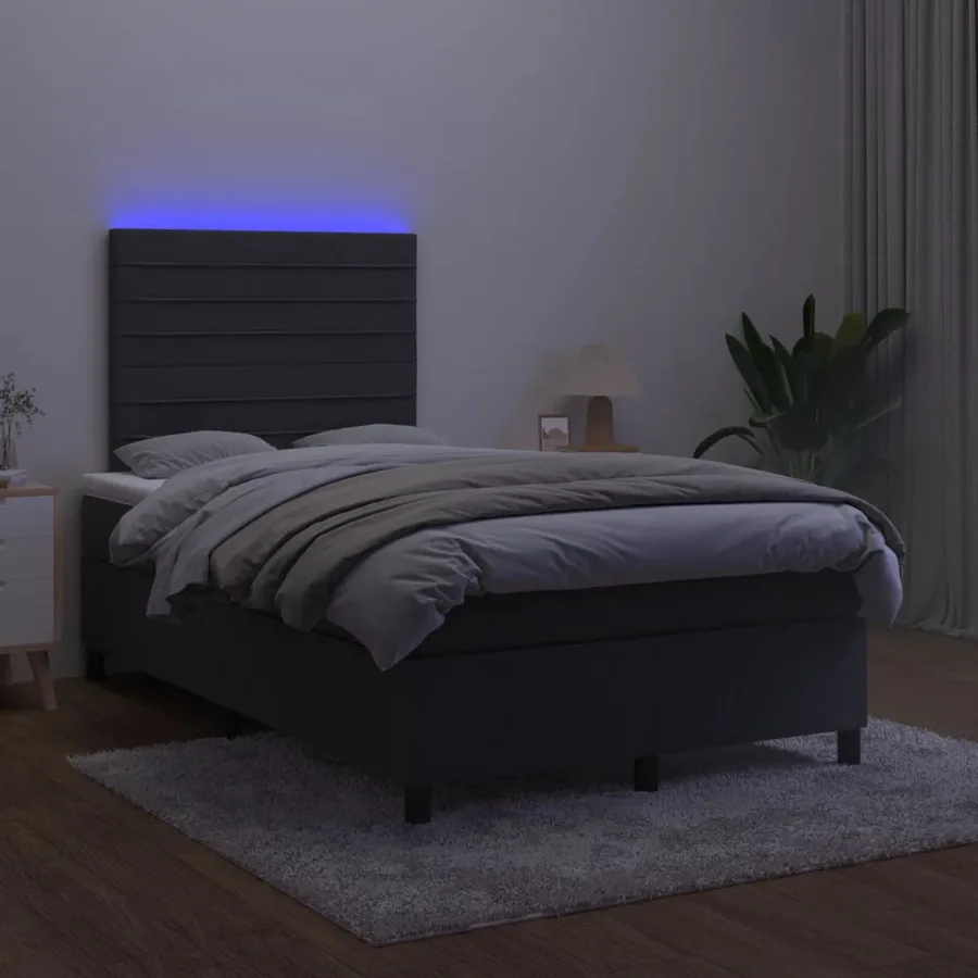 Sommier à lattes de lit avec matelas LED Noir 120x200cm Velours - 4