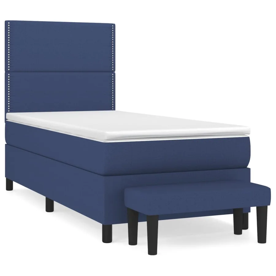 Sommier à lattes de lit avec matelas Bleu 90x200 cm Tissu - 2