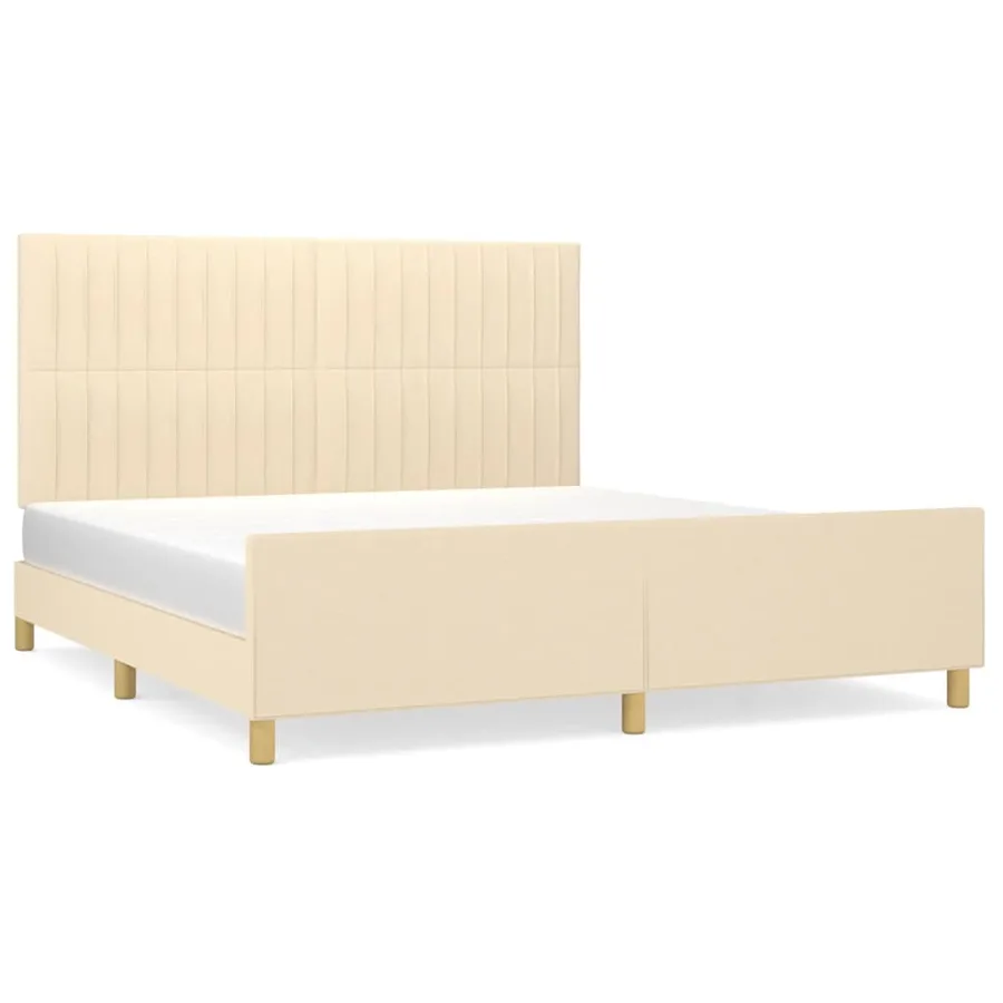 Cadre de lit sans matelas crème 160x200 cm tissu - 2