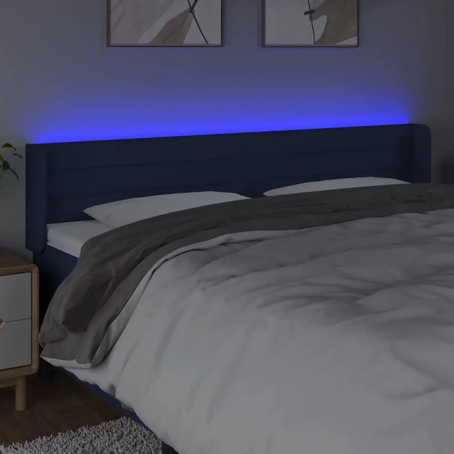 Tête de lit à LED Bleu 183x16x78/88 cm Tissu - 4