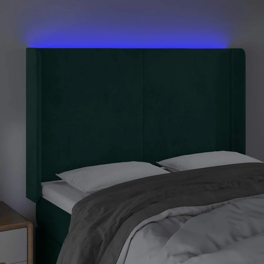Tête de lit à LED Vert foncé 147x16x118/128 cm Velours - 4