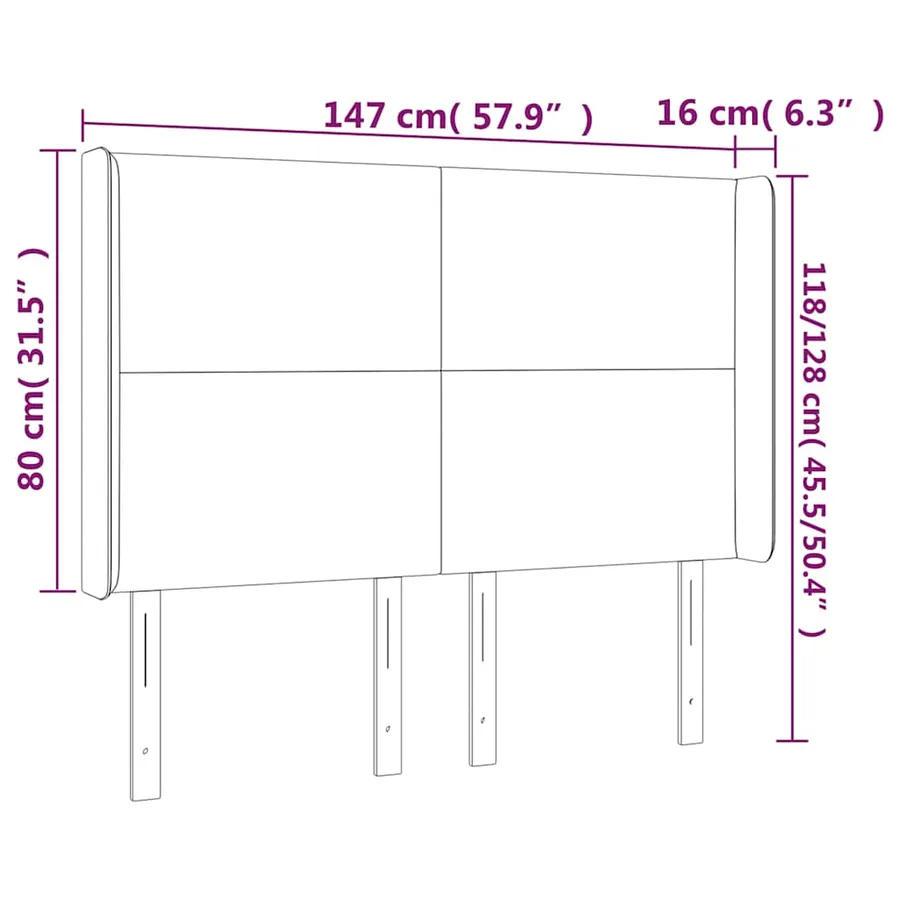 Tête de lit à LED Vert foncé 147x16x118/128 cm Velours - 7