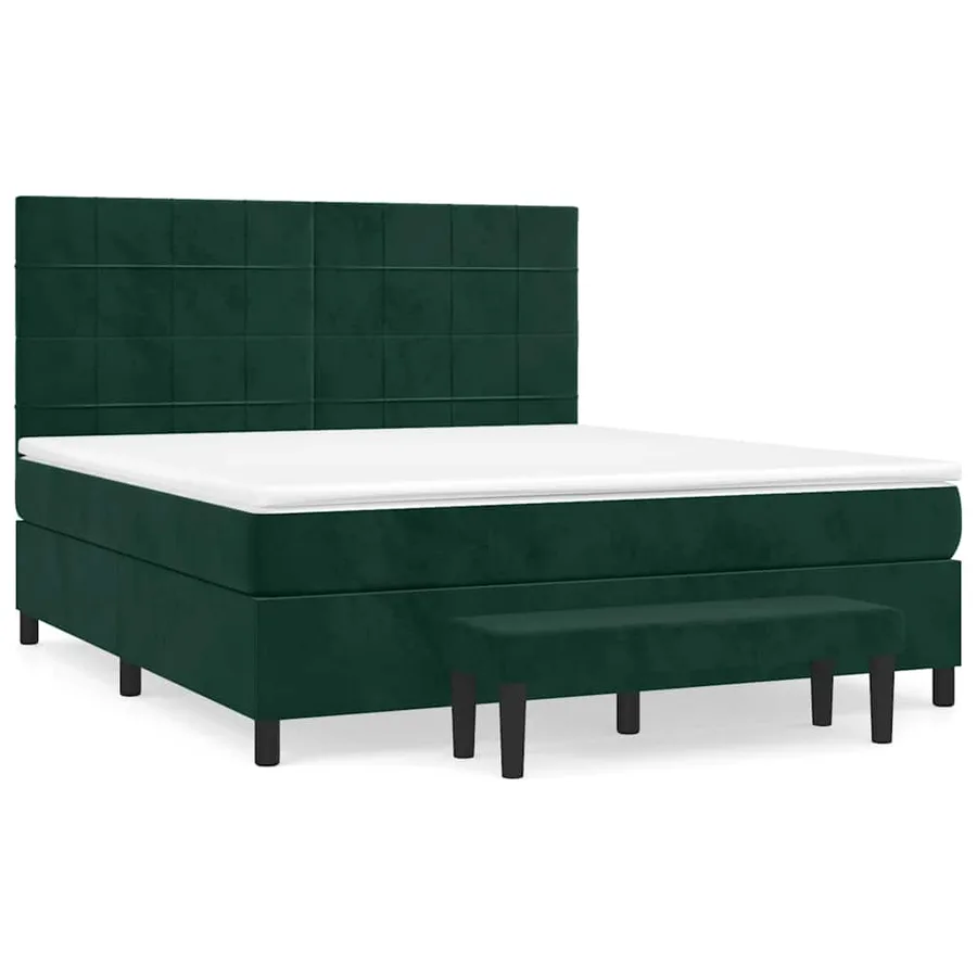 Sommier à lattes de lit et matelas Vert foncé 180x200cm Velours - 2