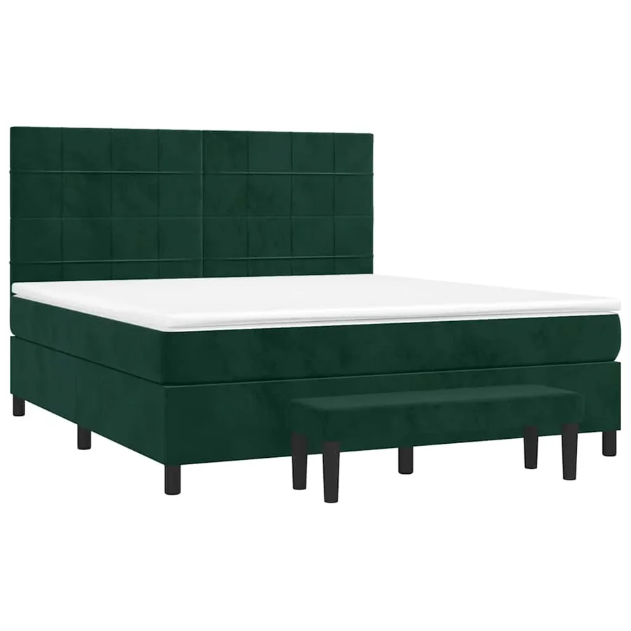 Sommier à lattes de lit et matelas Vert foncé 180x200cm Velours - 3