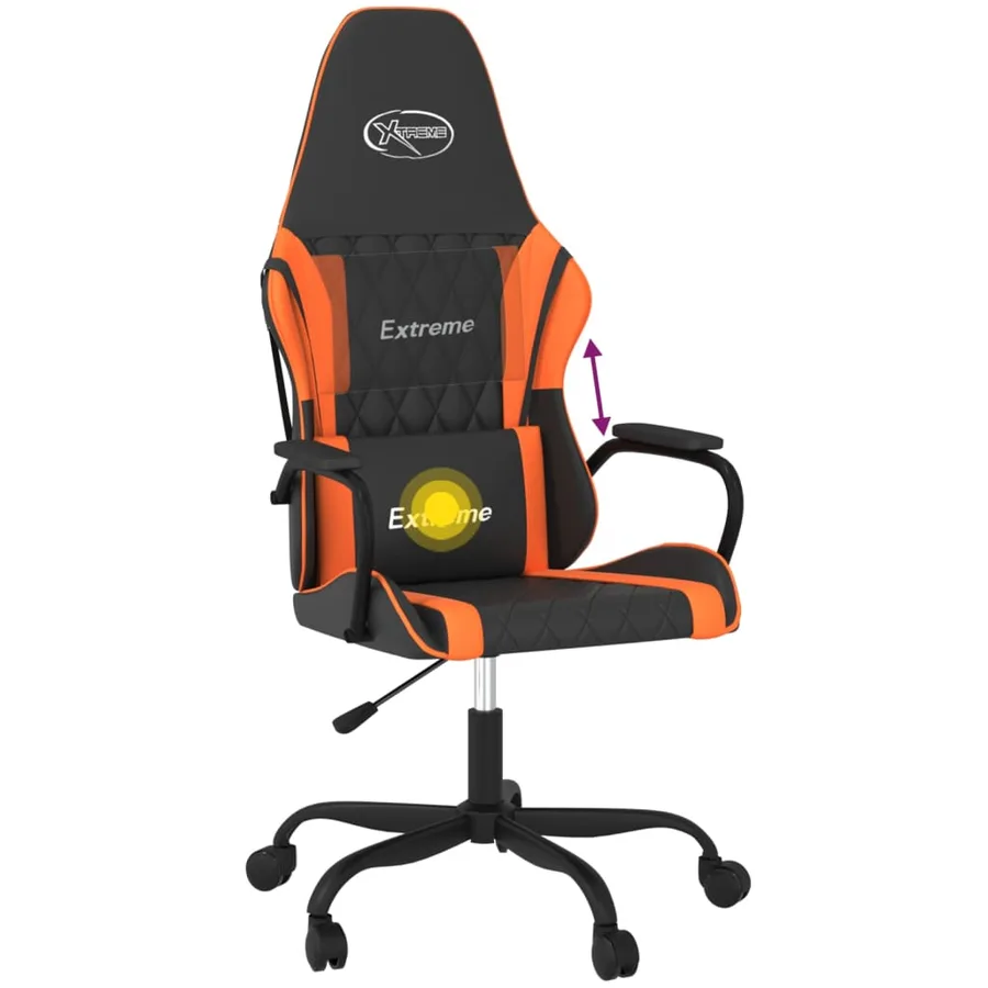Chaise de jeu de massage Noir et orange Similicuir - 7