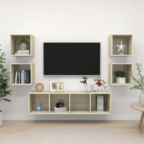 Ensemble de meubles TV 5 pcs Chêne sonoma Bois d'ingénierie