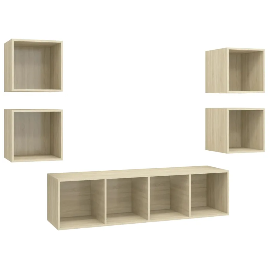 Ensemble de meubles TV 5 pcs Chêne sonoma Bois d'ingénierie - 2