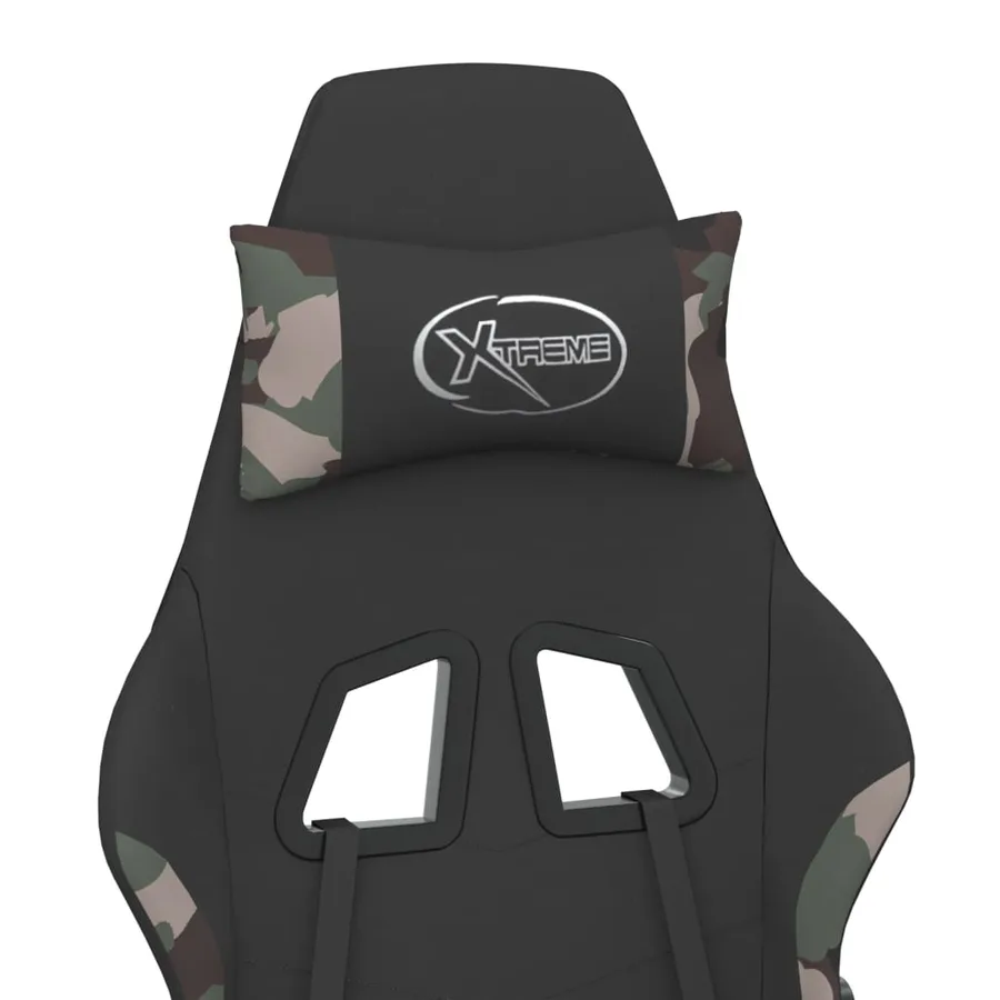 Chaise de jeu avec repose-pied Noir et camouflage Tissu - 10