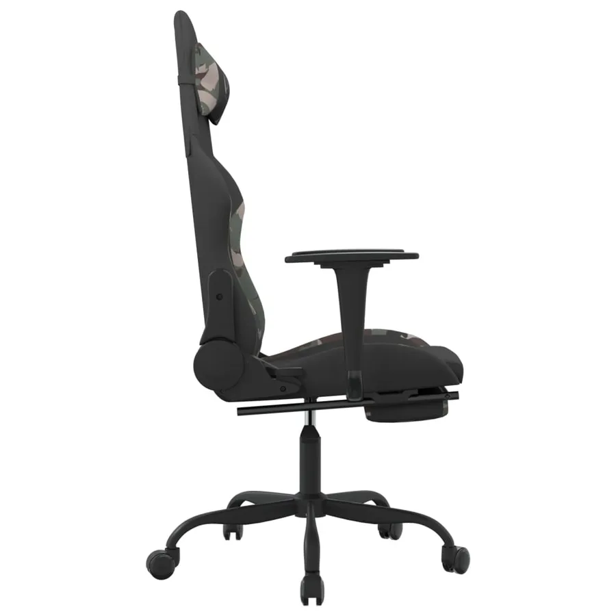 Chaise de jeu avec repose-pied Noir et camouflage Tissu - 4